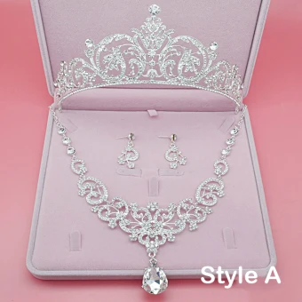 Fine Brudesmykker 2017 Sølv Krystall Rhinestone Metall Tiara Øredobber Halskjede