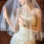 Chic / Beautiful White Short Wedding Veils 2020 Tulle Beading Crystal Pearl Wedding Accessories
