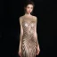 Modern / Fashion Champagne Short Party Dresses 2018 A-Line / Princess Spaghetti Straps Sparkly Backless Beading Sequins Cocktail Party Formal Dresses
