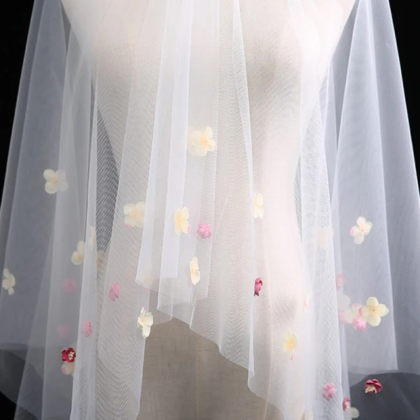 Fée Des Fleurs Blanche Courte Voile De Mariée Appliques Fleur Chiffon Mariage Accessorize 2019
