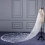 Chic / Belle Blanche Cathedral Train Mariage En Dentelle Tulle Appliques Voile De Mariée 2018