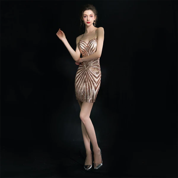 Champagne Dress Modern Cocktail Dresses 2018 Manhattan Slip Formal Dress  Champagne XXL