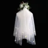 Flower Fairy White Short Wedding Veils Appliques Flower Chiffon Wedding Accessories 2019