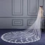 Chic / Belle Blanche Cathedral Train Mariage En Dentelle Tulle Appliques Voile De Mariée 2018