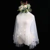 Flower Fairy White Short Wedding Veils Appliques Flower Chiffon Wedding Accessories 2019