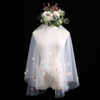 Flower Fairy White Short Wedding Veils Appliques Flower Chiffon Wedding Accessories 2019