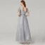 Scintillantes Bling Bling Gris Robe De Soirée 2020 Princesse Longue Manches Courtes V-Cou Étoile Glitter Paillettes Cocktail Soirée Robe De Ceremonie