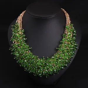 Charming Green Handmade Crystal Evening Party Necklace 2023 Accessories