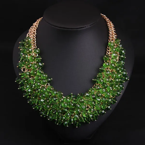 Charming Green Handmade  Crystal Evening Party Necklace 2023 Accessories