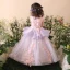 Chic / Beautiful Church Wedding Party Dresses 2017 Flower Girl Dresses Lilac Ball Gown Floor-Length / Long Scoop Neck Sleeveless Flower Appliques Glitter