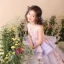 Chic / Beautiful Church Wedding Party Dresses 2017 Flower Girl Dresses Lilac Ball Gown Floor-Length / Long Scoop Neck Sleeveless Flower Appliques Glitter