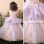 Chic / Beautiful Church Wedding Party Dresses 2017 Flower Girl Dresses Lilac Ball Gown Floor-Length / Long Scoop Neck Sleeveless Flower Appliques Glitter