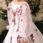 Chic / Beautiful Church Wedding Party Dresses 2017 Flower Girl Dresses White Ball Gown Floor-Length / Long Scoop Neck Long Sleeve Rhinestone Flower Appliques