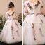Chic / Beautiful Church Wedding Party Dresses 2017 Flower Girl Dresses White Ball Gown Floor-Length / Long Scoop Neck Long Sleeve Rhinestone Flower Appliques