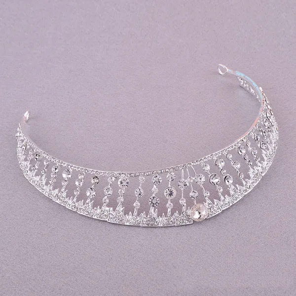 Enkel Hvit Rhinestone Bryllup Tiara Har Tilbehor Legering 2022