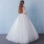 Chic / Beautiful Church Wedding Dresses 2017 White Ball Gown Floor-Length / Long Lace Appliques Flower Pearl Sequins V-Neck Backless 1/2 Sleeves