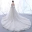 Chic / Belle Champagne Transparentes Robe De Mariée 2018 Robe Boule Bustier Manches Longues Dos Nu Appliques En Dentelle Volants Cathedral Train