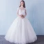 Chic / Beautiful Church Wedding Dresses 2017 White Ball Gown Floor-Length / Long Lace Appliques Flower Pearl Sequins V-Neck Backless 1/2 Sleeves