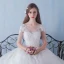 Chic / Beautiful Church Wedding Dresses 2017 White Ball Gown Floor-Length / Long Lace Appliques Flower Pearl Sequins V-Neck Backless 1/2 Sleeves