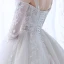 Chic / Belle Champagne Transparentes Robe De Mariée 2018 Robe Boule Bustier Manches Longues Dos Nu Appliques En Dentelle Volants Cathedral Train