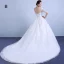 Chic / Beautiful Church Wedding Dresses 2017 White Ball Gown Floor-Length / Long Lace Appliques Flower Pearl Sequins V-Neck Backless 1/2 Sleeves