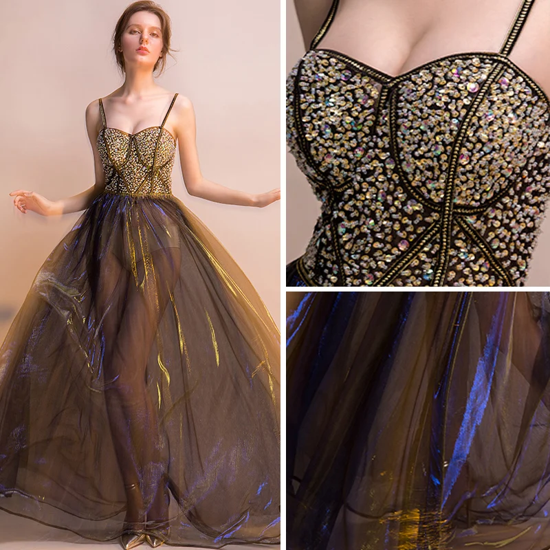 Robe Express Noire Imprimé Serpent - Taille 8 - Sans Bretelles - Évasée - Métallisée