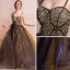 Sexy Noire Doré Bleu Roi Été Robe De Soirée 2018 Empire Bretelles Spaghetti Sans Manches Perlage Scintillantes Tulle Longue Dos Nu Robe De Ceremonie