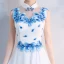 Chinese style White Floor-Length / Long Evening Dresses  2018 A-Line / Princess High Neck Tulle Appliques Beading Rhinestone Evening Party Formal Dresses