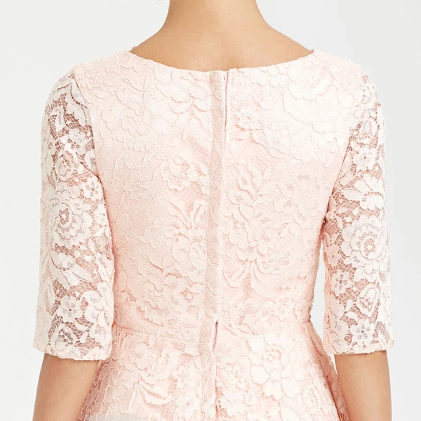 Chic / Beautiful Blushing Pink Evening Dresses 2020 A-Line / Princess 1/2 Sleeves Tea-length V-Neck Beading Crystal Embroidered Rhinestone Cocktail Party Evening Party Formal Dresses
