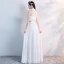 Chinese style White Floor-Length / Long Evening Dresses  2018 A-Line / Princess High Neck Tulle Appliques Beading Rhinestone Evening Party Formal Dresses