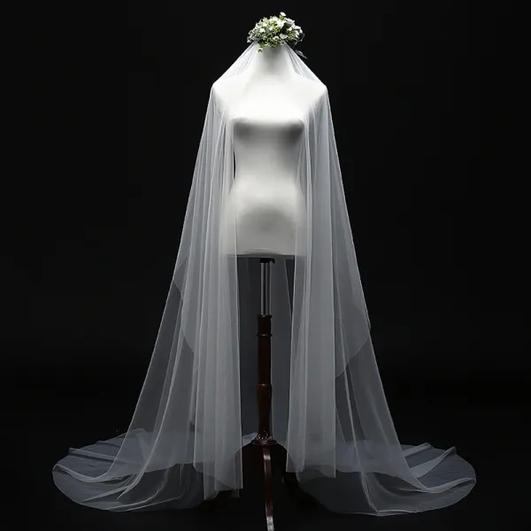 Modest / Simple Ivory 3 m Wedding Veils Elegant Classic Tulle Chapel Train Wedding Accessories 2019
