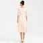 Chic / Beautiful Blushing Pink Evening Dresses  2020 A-Line / Princess 1/2 Sleeves Tea-length V-Neck Beading Crystal Embroidered Rhinestone Cocktail Party Evening Party Formal Dresses