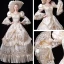 Vintage / Retro Medieval Bling Bling Ivory Ball Gown Prom Dresses 2021 U-Neck Zipper Up Floor-Length / Long Long Sleeve Lace Beading Sequins Cosplay Prom Formal Dresses