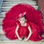 Chic / Belle Église Robe Pour Mariage 2017 Robe Ceremonie Fille Rouge Robe Boule Asymétrique Encolure Dégagée Sans Manches Dos Nu Fleur Appliques Perle Plumes