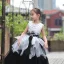 Chic / Belle Église Robe Pour Mariage 2017 Robe Ceremonie Fille Noire Blanche Robe Boule Longue Encolure Dégagée Sans Manches Perlage Fleur Appliques