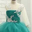 Unieke Hal Jurken Voor Bruiloft 2017 Bloemenmeisjes Jurken Jade Groen Baljurk Plooirok Lange Een Schouder 1/2 Mouwen Pailletten Rhinestone Appliques