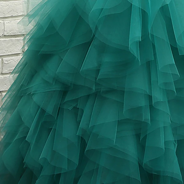 Unieke Hal Jurken Voor Bruiloft 2017 Bloemenmeisjes Jurken Jade Groen Baljurk Plooirok Lange Een Schouder 1/2 Mouwen Pailletten Rhinestone Appliques