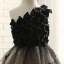 Amazing / Unique Hall Wedding Party Dresses 2017 Flower Girl Dresses Black Champagne Ball Gown Chapel Train One-Shoulder Sleeveless Flower Appliques Artificial Flowers