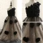 Amazing / Unique Hall Wedding Party Dresses 2017 Flower Girl Dresses Black Champagne Ball Gown Chapel Train One-Shoulder Sleeveless Flower Appliques Artificial Flowers