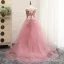Chic / Beautiful Church Wedding Party Dresses 2017 Flower Girl Dresses Blushing Pink A-Line / Princess Court Train Scoop Neck Sleeveless Flower Appliques Artificial Flowers