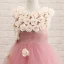 Chic / Beautiful Church Wedding Party Dresses 2017 Flower Girl Dresses Blushing Pink A-Line / Princess Court Train Scoop Neck Sleeveless Flower Appliques Artificial Flowers