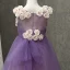 Chic / Beautiful Church Wedding Party Dresses 2017 Flower Girl Dresses Blushing Pink A-Line / Princess Court Train Scoop Neck Sleeveless Flower Appliques Artificial Flowers