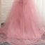 Chic / Beautiful Church Wedding Party Dresses 2017 Flower Girl Dresses Blushing Pink A-Line / Princess Court Train Scoop Neck Sleeveless Flower Appliques Artificial Flowers
