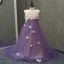 Chic / Beautiful Church Wedding Party Dresses 2017 Flower Girl Dresses Blushing Pink A-Line / Princess Court Train Scoop Neck Sleeveless Flower Appliques Artificial Flowers