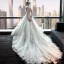 Schöne Kirche Brautkleider 2017 Rückenfreies Spitze Applikationen Blumen Pailletten Ivory / Creme Ballkleid Königliche Schleppe