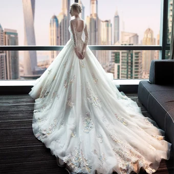 Chic Belle Église Robe De Mariée 2017 Dos Nu Dentelle Appliques Fleur Paillettes Ivoire Robe Boule Royal Train