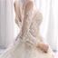 Schöne Kirche Brautkleider 2017 Rückenfreies Spitze Applikationen Blumen Pailletten Ivory / Creme Ballkleid Königliche Schleppe