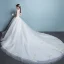 Schöne Kirche Brautkleider 2017 Rückenfreies Spitze Applikationen Blumen Pailletten Ivory / Creme Ballkleid Königliche Schleppe