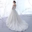 Elegant Champagne Wedding Dresses 2018 Ball Gown Off-The-Shoulder Short Sleeve Backless Appliques Lace Ruffle Chapel Train