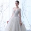 Elegant Champagne Wedding Dresses 2018 Ball Gown Off-The-Shoulder Short Sleeve Backless Appliques Lace Ruffle Chapel Train